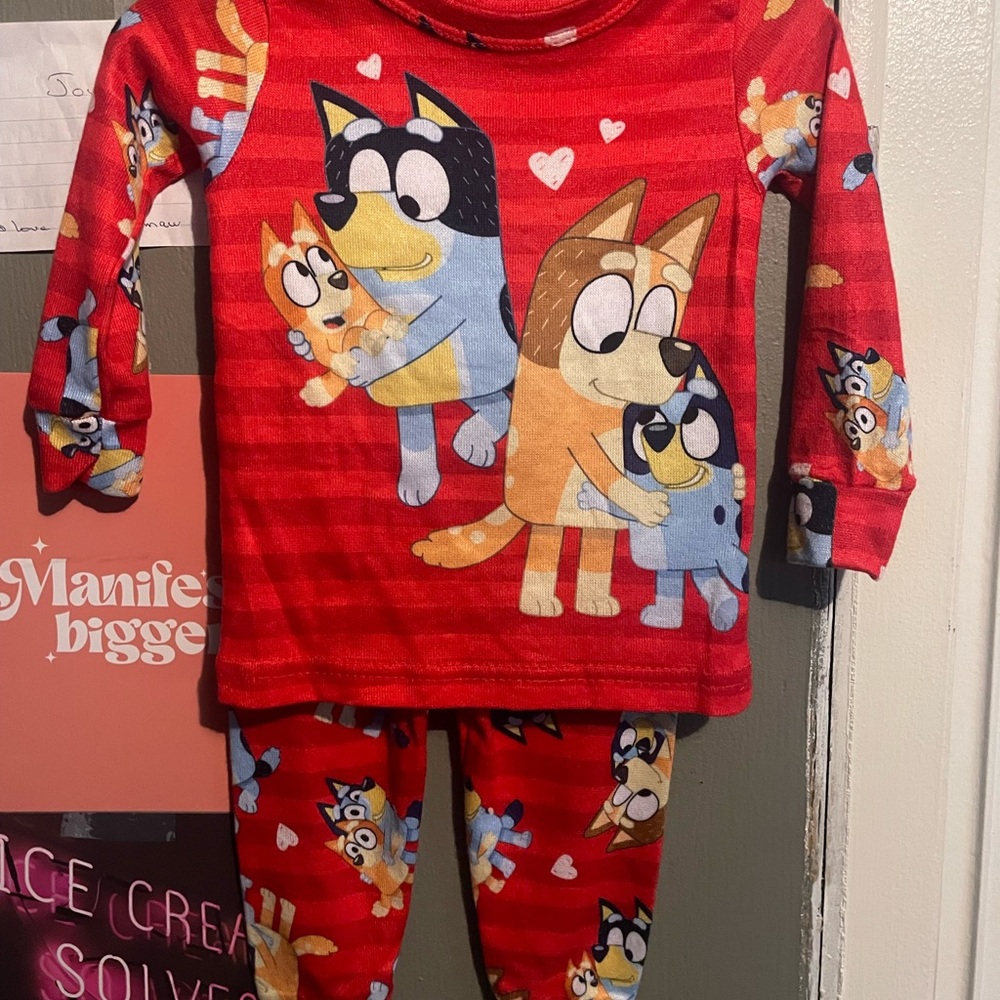 Adorable Kids Pajama Set - Red with Cartoon Characters